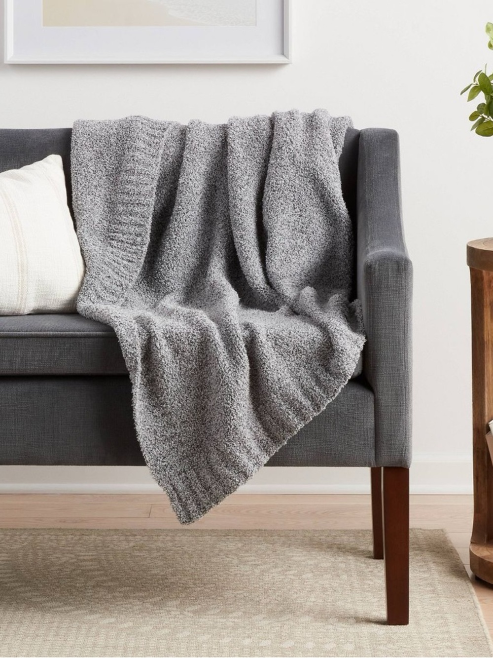 Threshold Plush Gray Sherpa Throw Blanket